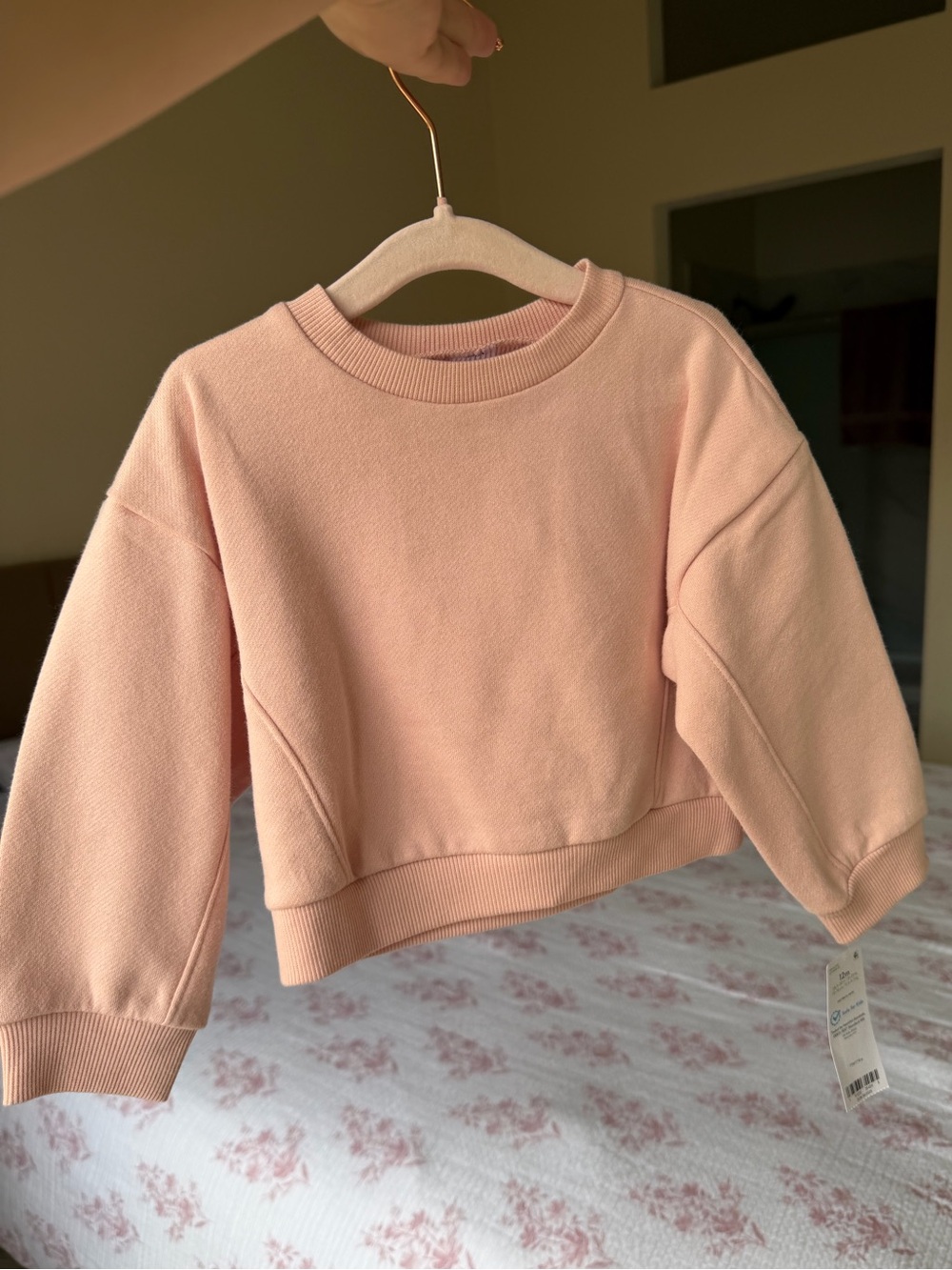 Toddler Cropped Crewneck Sweater - Soft Blush Pink